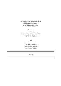 In the Matter of Proceedings Brought Under the Icc Anti-Corruption Code