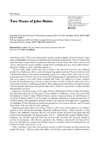 Two Views of John Nolen Reprints and Permission: Sagepub.Com/Journalspermissions.Nav Journals.Sagepub.Com/Home/Jph