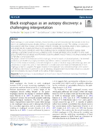 Black Esophagus As an Autopsy Discovery: a Challenging Interpretation