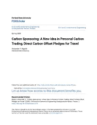 Carbon Sponsoring: a New Idea in Personal Carbon Trading, Direct Carbon Offset Pledges for Travel