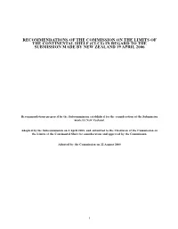 (Clcs) in Regard to the Submission Made by New Zealand 19 April 2006