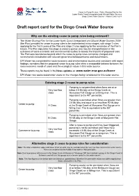 Draft Report Card for the Dingo Creek Water Source
