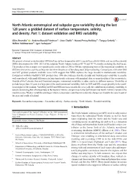 North Atlantic Extratropical and Subpolar Gyre Variability During the Last 120 Years: a Gridded Dataset of Surface Temperature, Salinity, and Density