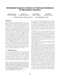 Serializable Snapshot Isolation for Replicated Databases in High-Update Scenarios