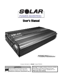Solar Power Inverters Users Manual