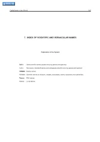 7. Index of Scientific and Vernacular Names