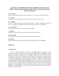 Aquatic Macrophytes in the Tropics: Ecology of Populations and Communities, Impacts of Invasions and Use by Man