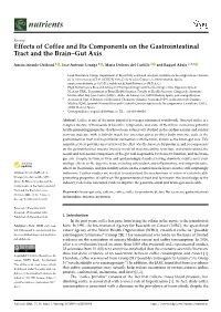 Effects of Coffee and Its Components on the Gastrointestinal Tract and the Brain–Gut Axis
