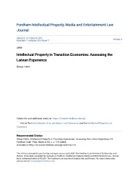 Intellectual Property in Transition Economies: Assessing the Latvian Experience
