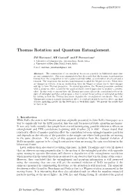 Thomas Rotation and Quantum Entanglement