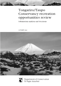 Tongariro/Taupo Conservancy Recreation Opportunities Review Submissions Analysis and Decisions