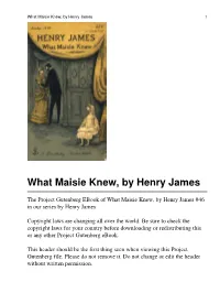 What Maisie Knew, by Henry James 1