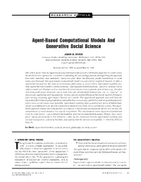 Agent-Based Computational Models and Generative Social Science