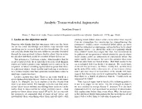 Analytic Transcendental Arguments