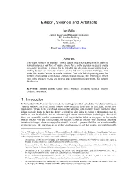 Edison, Science and Artefacts