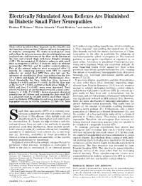 Electrically Stimulated Axon Reflexes Are Diminished in Diabetic Small