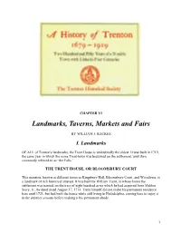 Landmarks, Taverns, Markets and Fairs