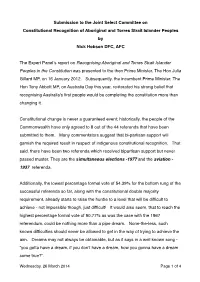 Submission to the Joint Select Committee on Constitutional