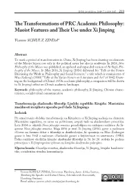 The Transformations of PRC Academic Philosophy: Maoist Features and Their Use Under Xi Jinping
