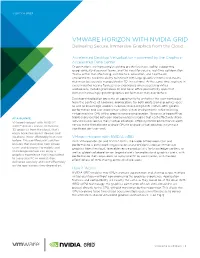 VMWARE HORIZON with NVIDIA GRID Delivering Secure, Immersive Graphics from the Cloud