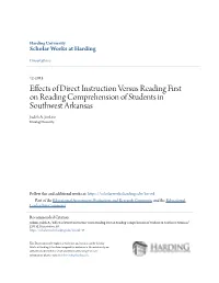 Effects of Direct Instruction Versus Reading First on Reading Comprehension of Students in Southwest Arkansas Judith A