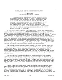 Peirce, Mead, and the Objectivity of Meaning*