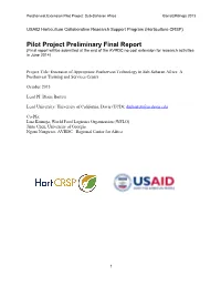 Pilot Project Preliminary Final Report (Final Report Will Be Submitted at the End of the AVRDC No Cost Extension for Research Activities in June 2014)