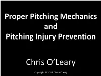 Pitching Mechanics and Injury Prevention