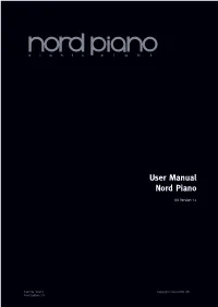 User Manual Nord Piano