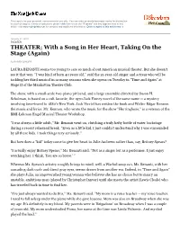 With a Song in Her Heart, Taking on the Stage (Again)