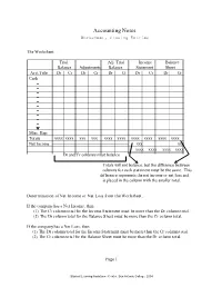 Worksheet and Closing Entries