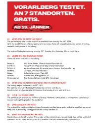 01. WHEN WILL the TESTS TAKE PLACE? the Possibility to Take a Rapid Test Will Be Available from January the 19Th, 2021