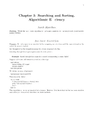 Chapter 3: Searching and Sorting, Algorithmic Efficiency