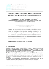 Estimation of Gini-Index from Continuous Distribution Based on Ranked Set Sampling