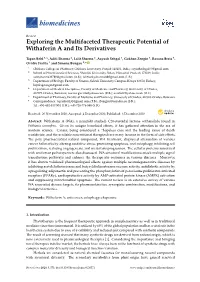 Exploring the Multifaceted Therapeutic Potential of Withaferin a and Its Derivatives