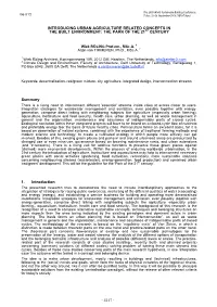 Introducing Urban Agriculture Related Concepts in the Built Environment: the Park of the 21St Century