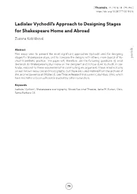 Ladislav Vychodil's Approach to Designing Stages for Shakespeare