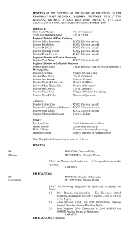 Minutes of the Regular Meeting of the Board Of
