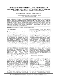 Analysis of Phylogenetic Lactic Acid Bacteria in Glutinous Rice “Tape Ketan” by Bioinformatic Tools in Relation with Its Bacteriocin Product