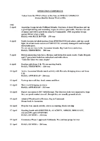 OPERATION CORPORATE Taken from the PWO's Diary at the Time On