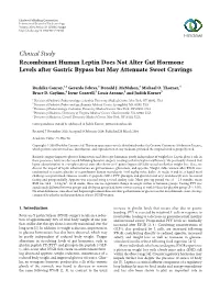Recombinant Human Leptin Does Not Alter Gut Hormone Levels After Gastric Bypass but May Attenuate Sweet Cravings
