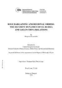 The Security Dynamics of Eu-Russia and Asean-China Relations
