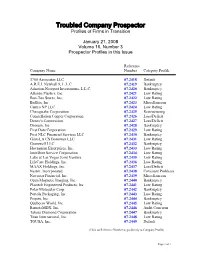 Troubled Company Prospector Profiles of Firms in Transition