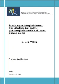 Britain in Psychological Distress: the EU Referendum and the Psychological Operations of the Two Opposing Sides