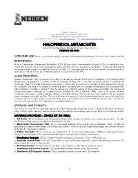 Haloperidol Metabolites Elisa Kit Instructions Product #102119 & 102116 Forensic Use Only