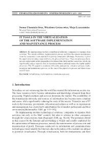 "IT Tools in the Virtualization of the Software Implementation And