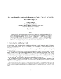 Software Fault Prevention by Language Choice: Why C Is Not My Favorite Language