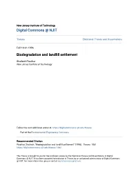 Biodegradation and Landfill Settlement