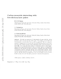 Carbon Monoxide Interacting with Free-Electron-Laser Pulses