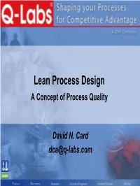 Lean Process Design a Concept of Process Quality